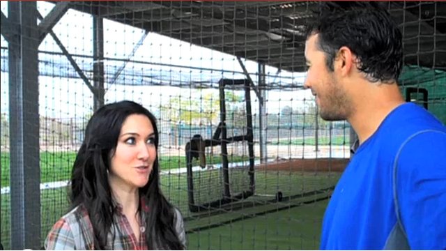 Nadia Dajani and Andre Ethier in an episode of Caught Off Base with Nadia.