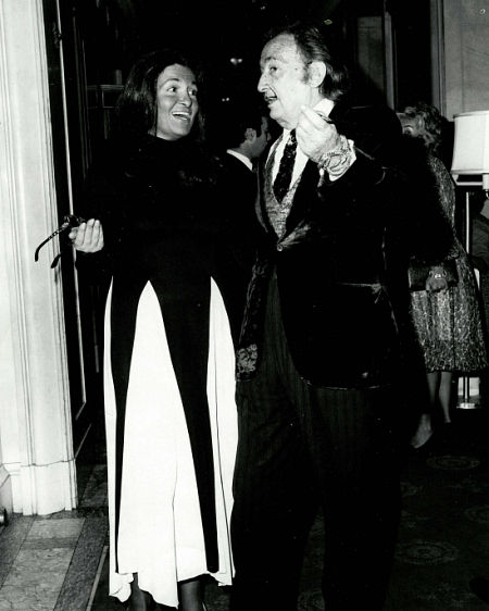 Elaine Rich and Salvador Dali at the Saint Regis Hotel, 1970