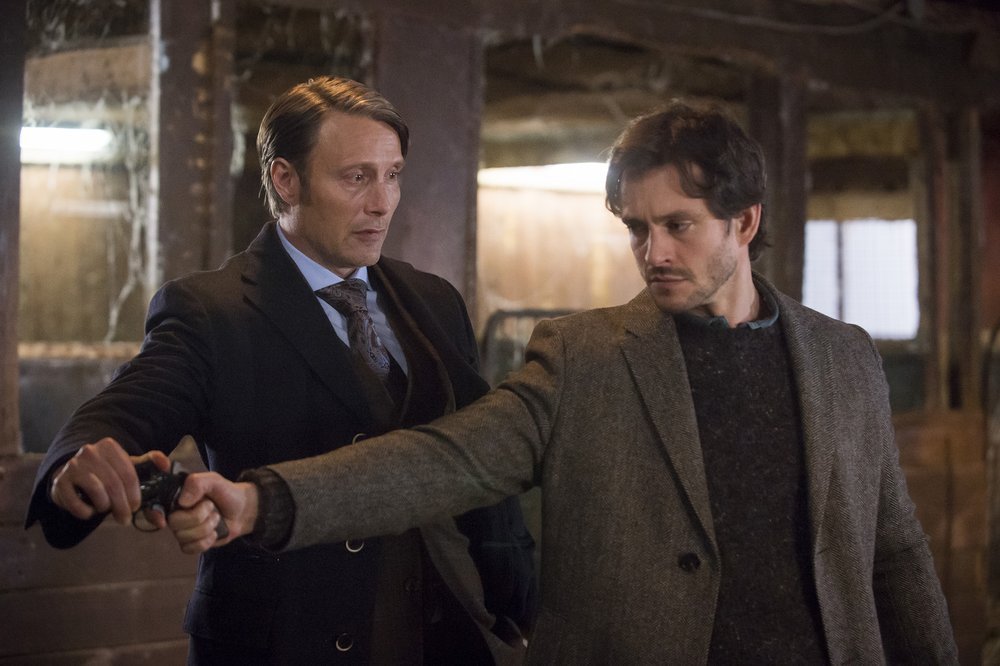 Still of Hugh Dancy and Mads Mikkelsen in Hanibalas (2013)