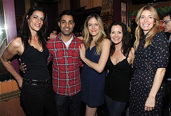 Actors Cathy DeBuono, Andy Gala, Liz McGeever, Eddie Daniels and Victoria Profeta attend the premiere of Gravitas Ventures' 'Crazy Bitches' at Crest Theatre on February 12, 2015 in Westwood, California