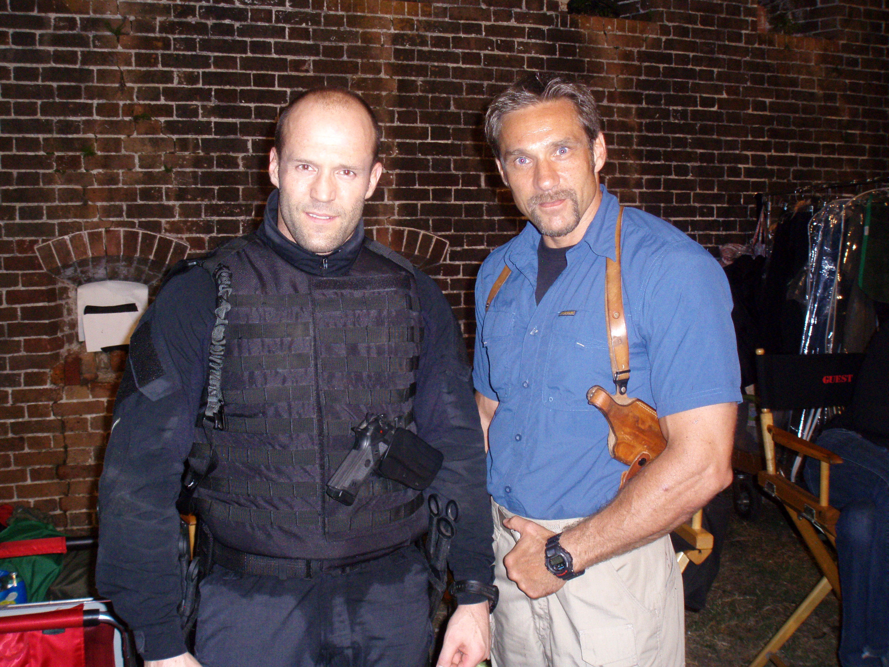 W/Jason Statham on the set of 'Expendables'