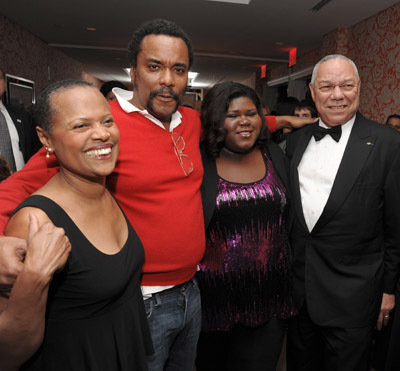 Lee Daniels, Colin Powell, Sapphire and Gabourey Sidibe at event of Precious (2009)