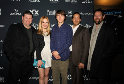 Paul Dano, Frank Harts, Leven Rambin and Matt Aselton at event of Gigantic (2008)