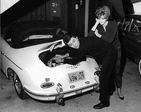 James and Evy Darren at home with his 1956 Porsche