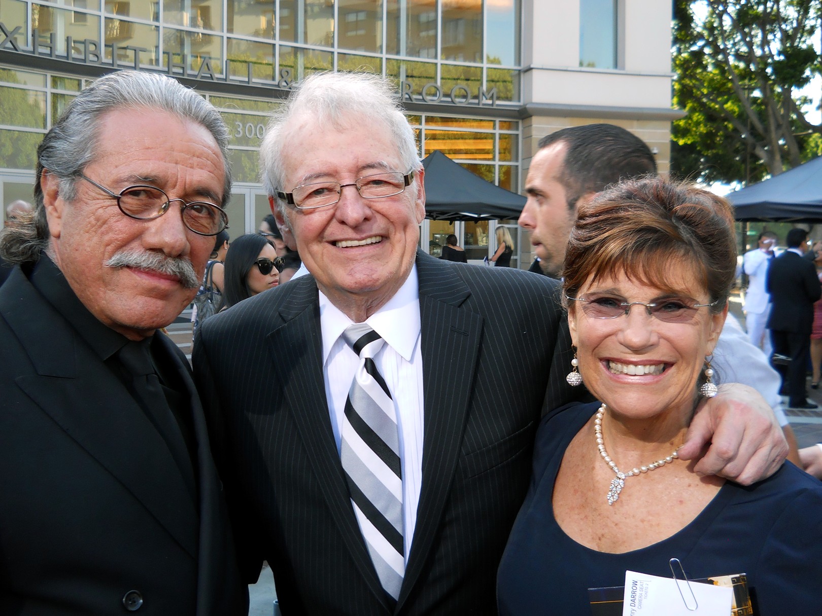 Edward James Olmos, Henry Darrow and Henry's wife Lauren Levian on the red carpet at the 2012 ALMA Awards