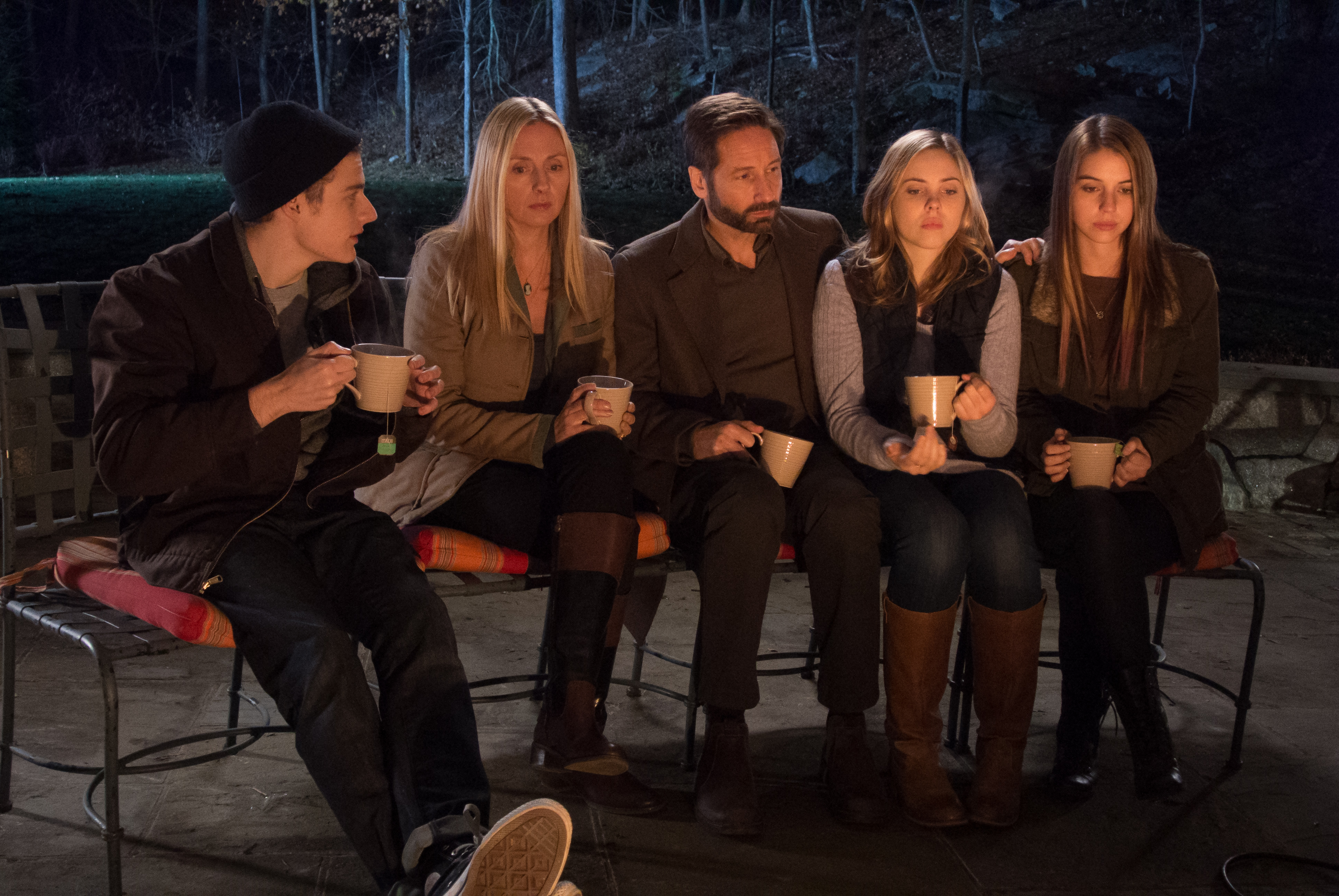 Still of David Duchovny, Hope Davis, Morgan Griffin, Adelaide Kane and Ben Rosenfield in Louder Than Words (2013)