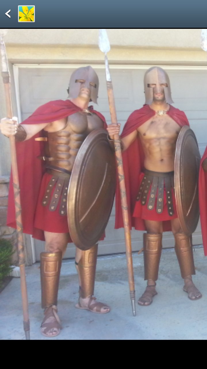 Joe in full dress Spartan attire, for a Toyota Prius commercial, standing alongside is Hercules Goe, from Brazil.