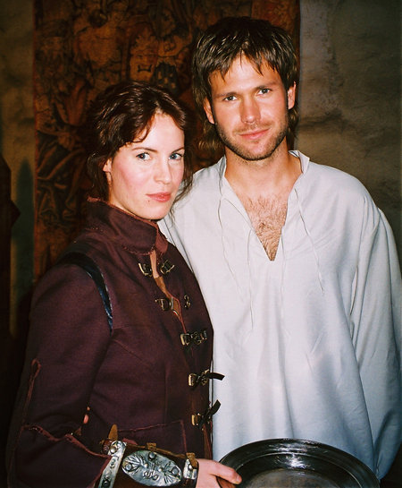 Adrienne McQueen on the set of Bloodrayne with Matt Davis