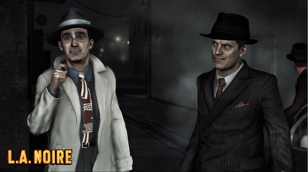 Andy Davoli and Patrick Fischler as Johnny Stompanato and Mickey Cohen in Rockstar's LA NOIRE