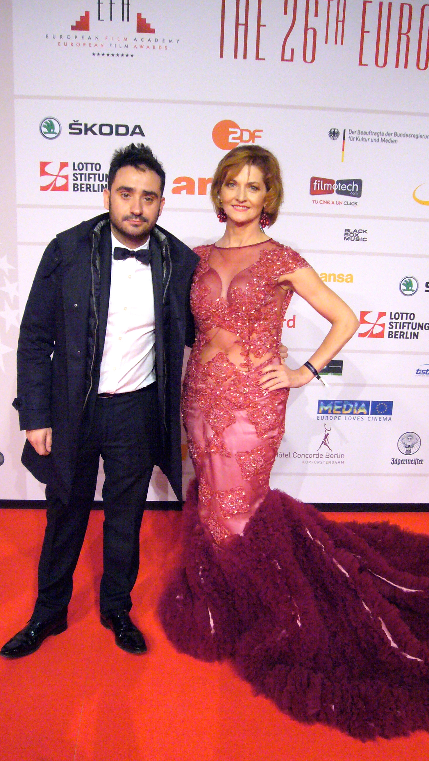 Director J.A. Bayona and Actress Azucena De La Fuente at the European Film Awards in Berlin