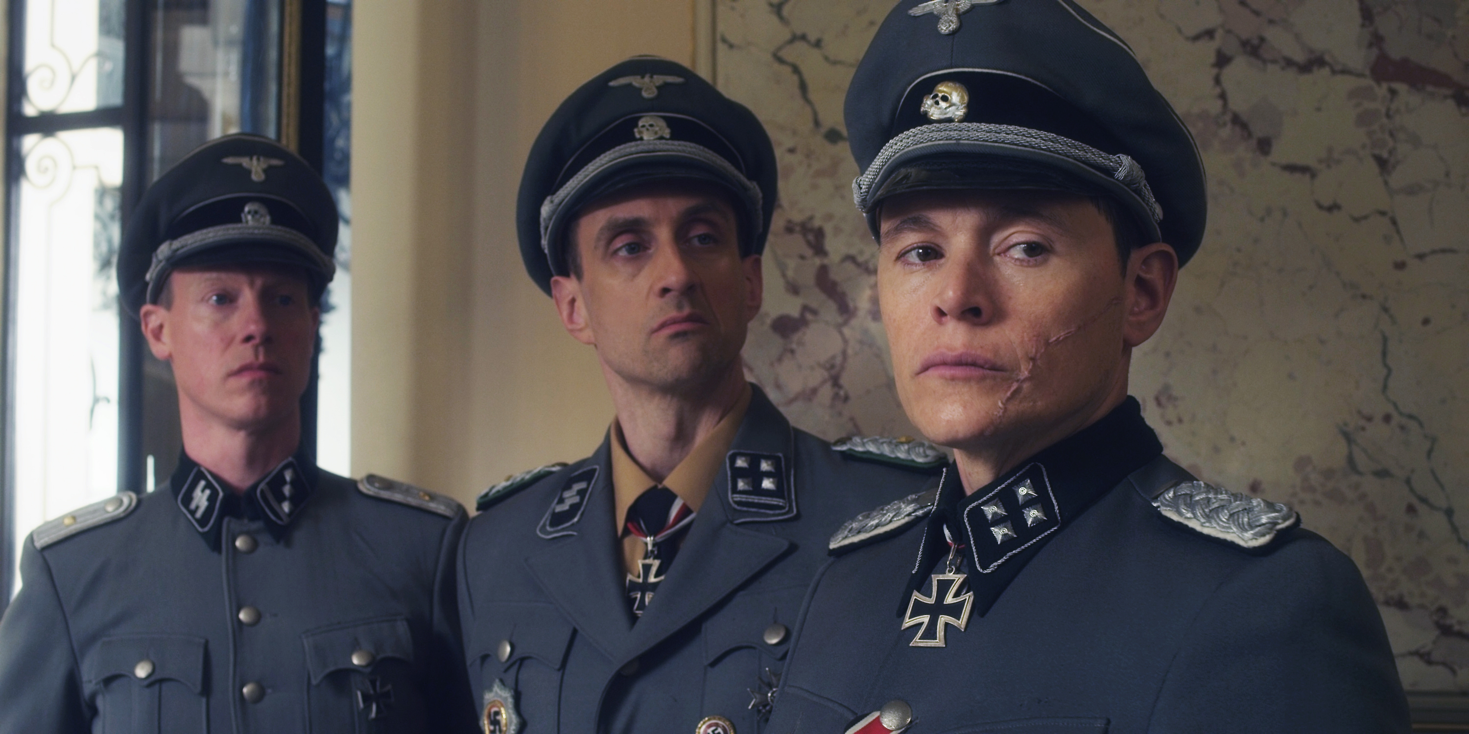Still of Charles De'Ath, Charles Hubbell and Burn Gorman in Walking with the Enemy (2013)