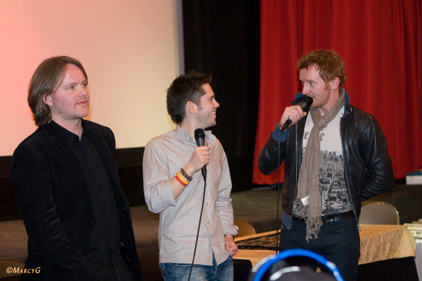 Martin Delaney and Tony Curran share a joke in Los Angeles 2008