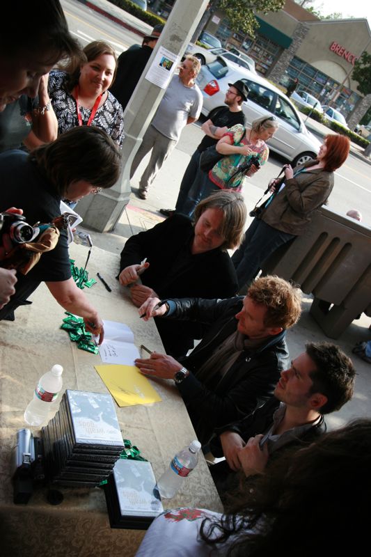 Jon Gustafson, Tony Curran and Martin Delaney sign copies of 'Wrath of Gods' at CUT event 2008