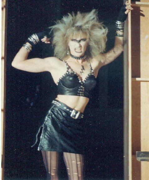 Debra as punk rocker badass Angel on the set of 