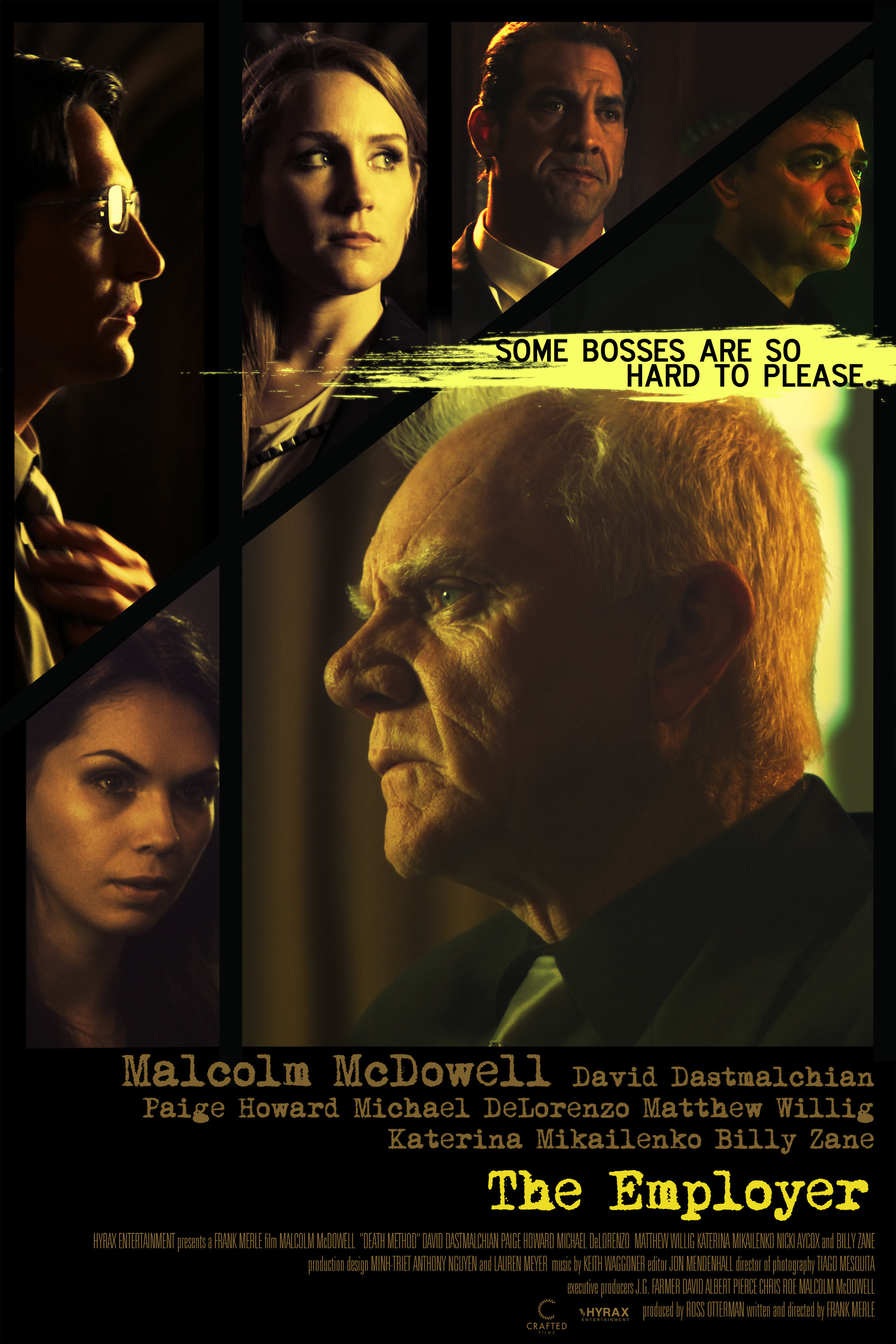 Malcolm McDowell, Michael DeLorenzo, Katerina Kopel, Matthew Willig, Paige Howard and David Dastmalchian in The Employer (2013)