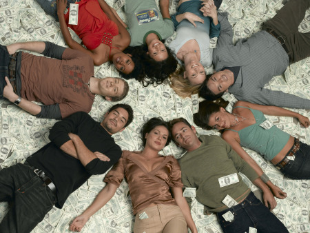 Still of Luke Perry, Jason Gedrick, Jaclyn DeSantis, Jon Foster, Lana Parrilla, Malinda Williams and Alice Greczyn in Windfall (2006)