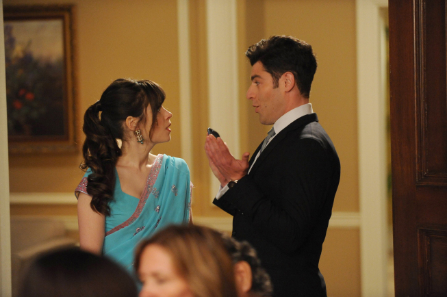 Still of Zooey Deschanel and Max Greenfield in New Girl (2011)