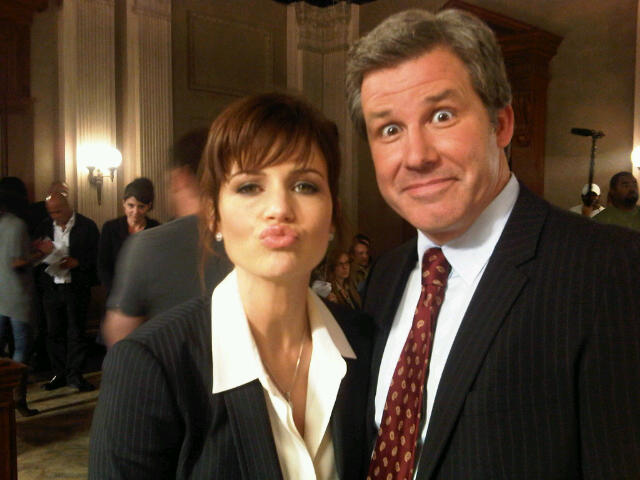 Carla Gugino and I hamming it up on set of Californication.