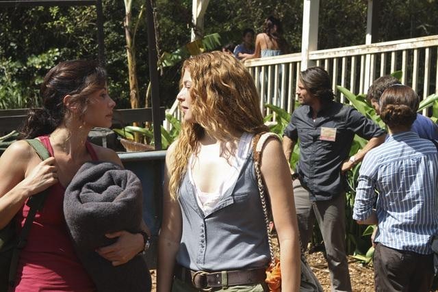 Still of Caroline Dhavernas, Rachelle Lefevre, Valerie Cruz and Zach Gilford in Off the Map (2011)