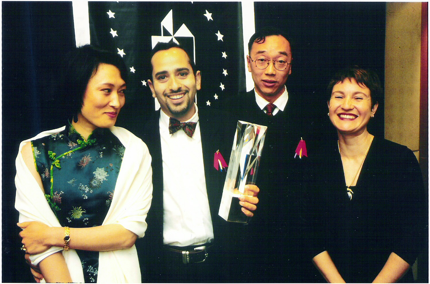 Di Chiera after winning the 1994 AFI Award for Best Mini Series for Under The Skin, episode The Long Ride. With him, Lt to Rt is actress Diana Lin, writer Tony Ayres and director Pip Karmel