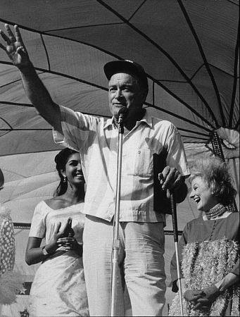Bob Hope with Phillys Diller during a U.S.O. Christmas tour in Southeast Asia