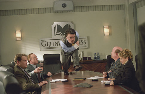 Still of James Caan, Peter Dinklage, Andy Richter and Amy Sedaris in Elf (2003)