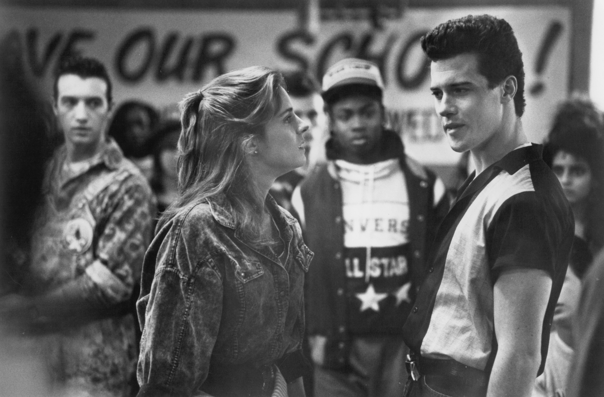 Still of Peter Dobson and Jessica Steen in Sing (1989)