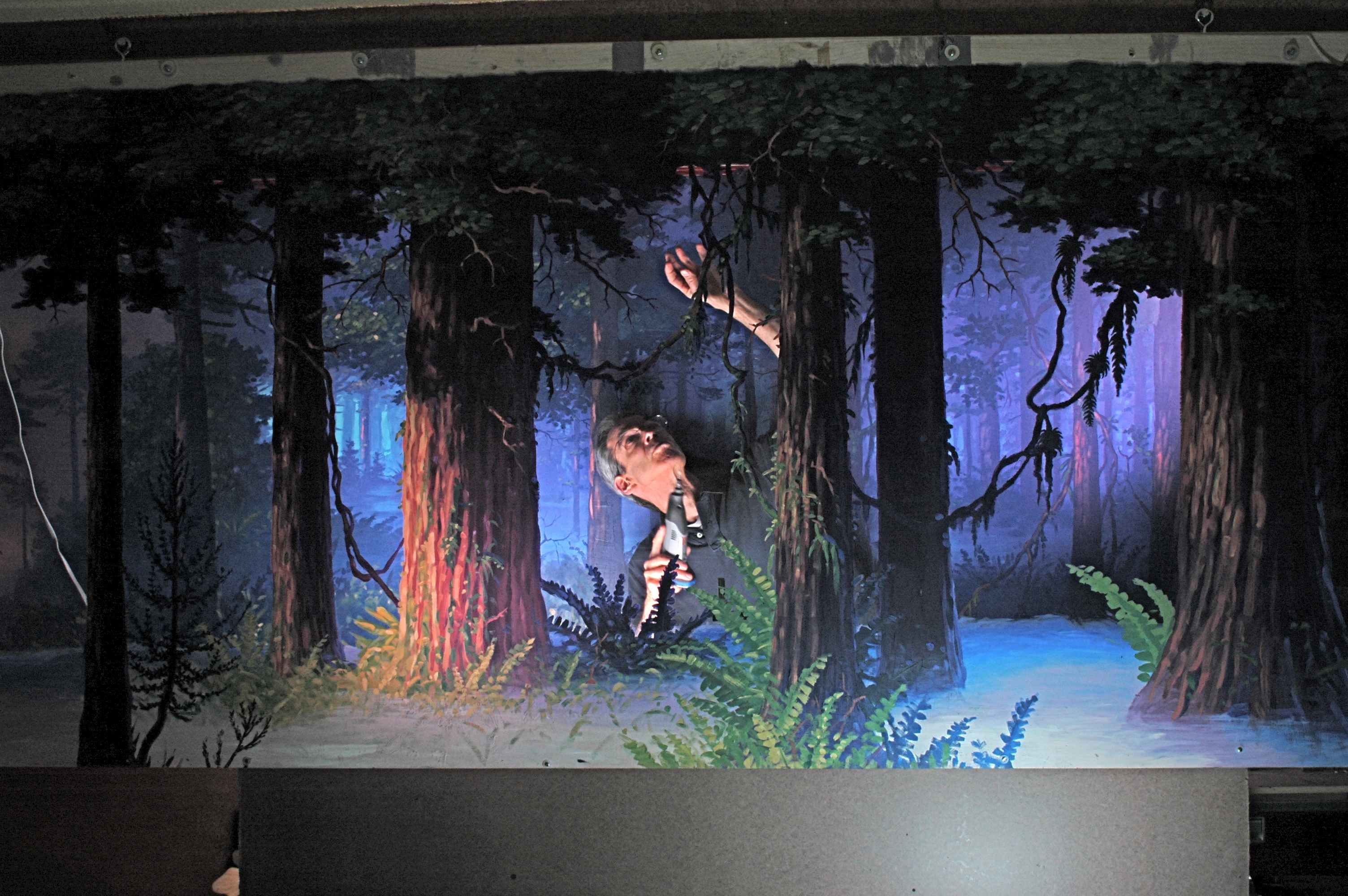 John Dods lights a set for his animated film GROG RETURNS. Production design by Tim Hildebrandt 2011.