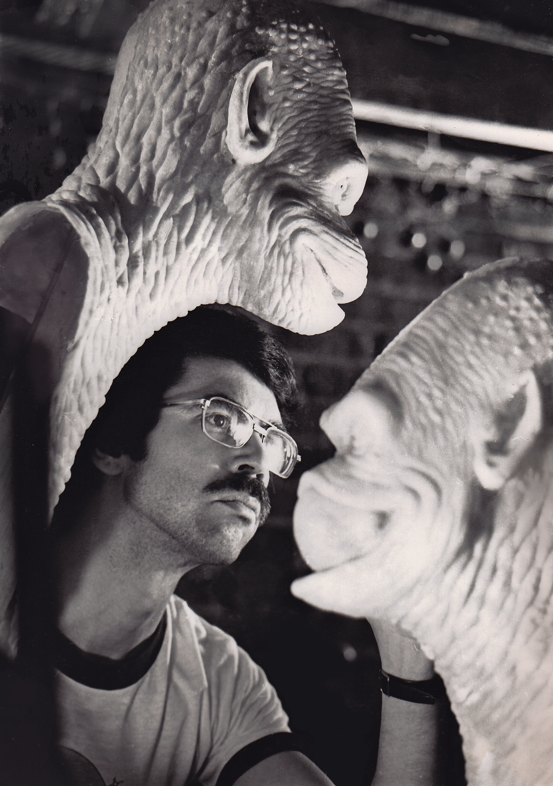John Dods making masks for Don Dohler's NIGHTBEAST circa 1980.