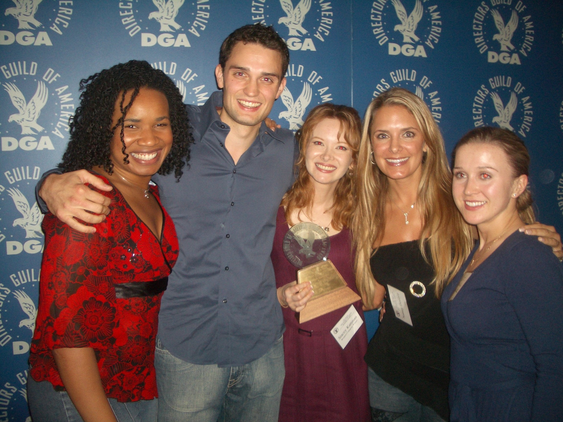 Sunny Doench with Stacey Kattman (Director) and the cast receiving the DGA Grand Prize Award