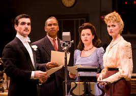 Dan Domingues, Kevyn Morrow, Ariel Woodiwiss, and Kate MacCluggage in Long Wharf Theatre's It's A Wonderful Life: A Live Radio Play.