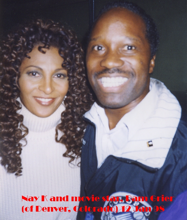 actor-writer Nay K. Dorsey and movie star, Pam Grier {Jan 1998}