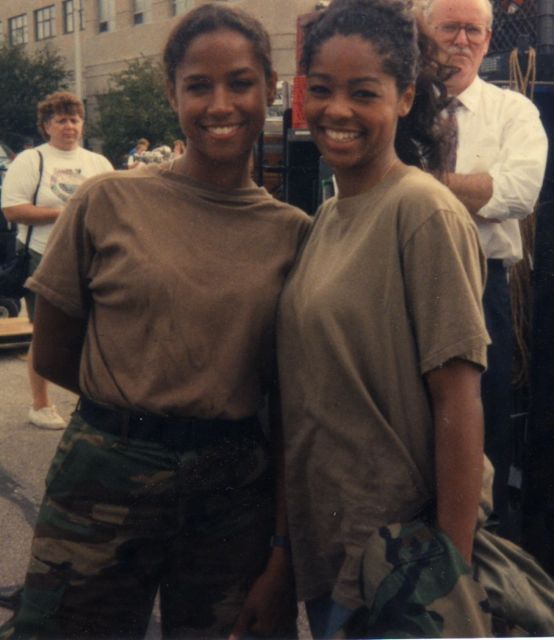 Stacey Dash and Anthonia Kitchen on the set of Renaissance Man.
