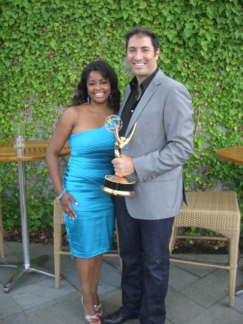 Anthonia Kitchen and good friend Danny Jacobs at Emmy party after Danny's win as King Julien in Penguins of Madagascar.