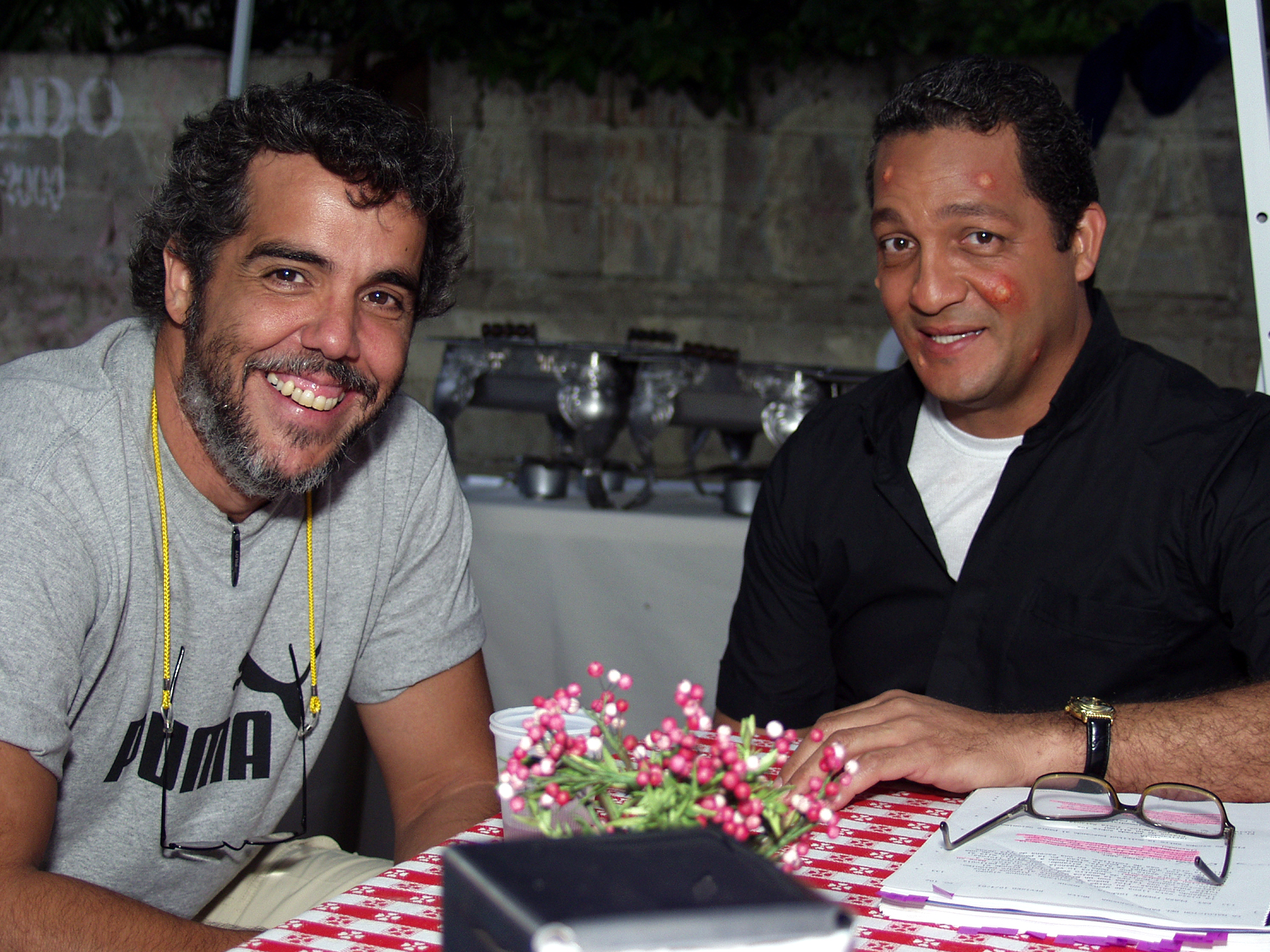 Richard Douglas with the Dominican movie director Angel Muñiz filming 