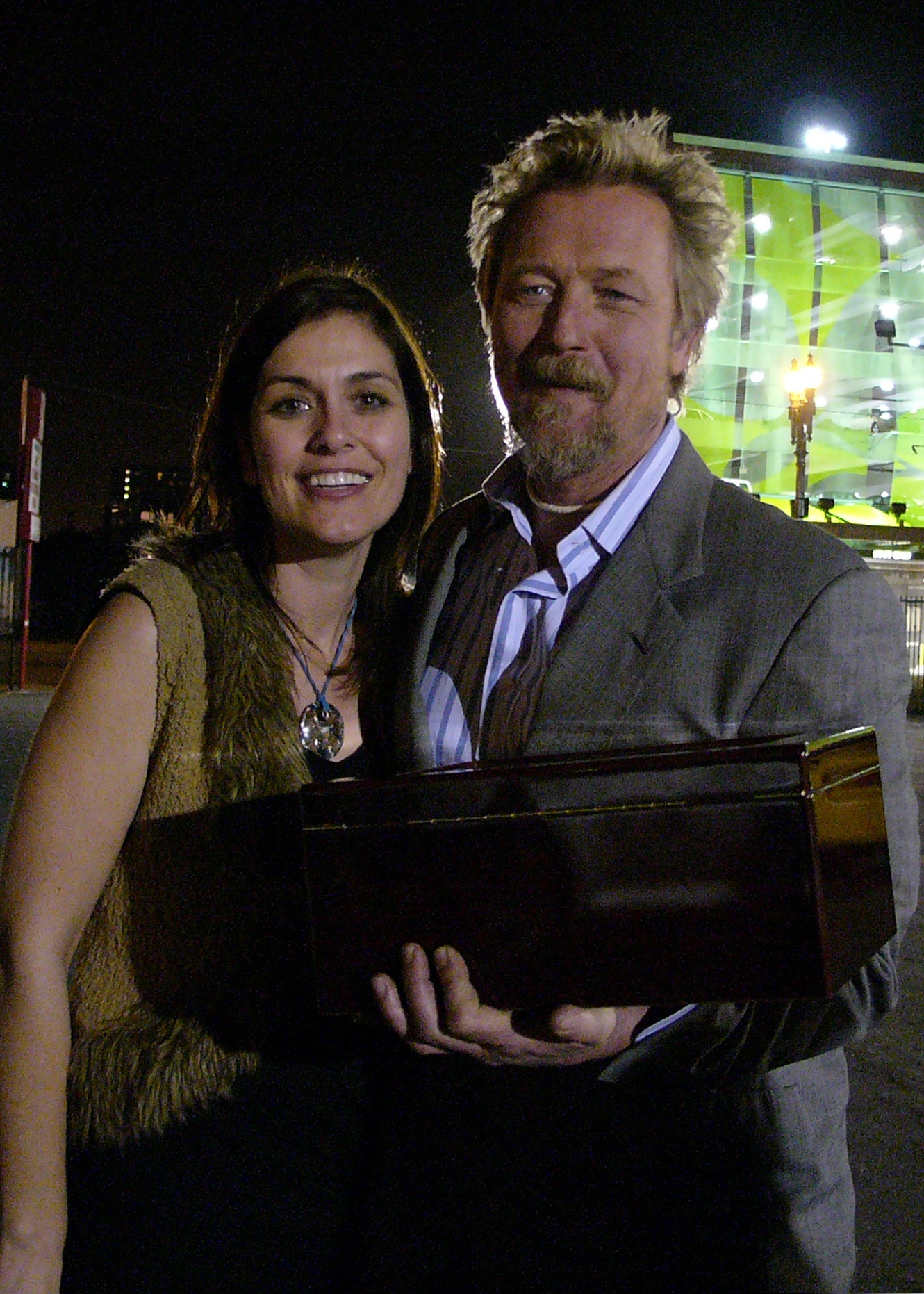 Producer Albena Dodeva and Actor Robert Patrick on the set of MR. SOPHISTICATION.