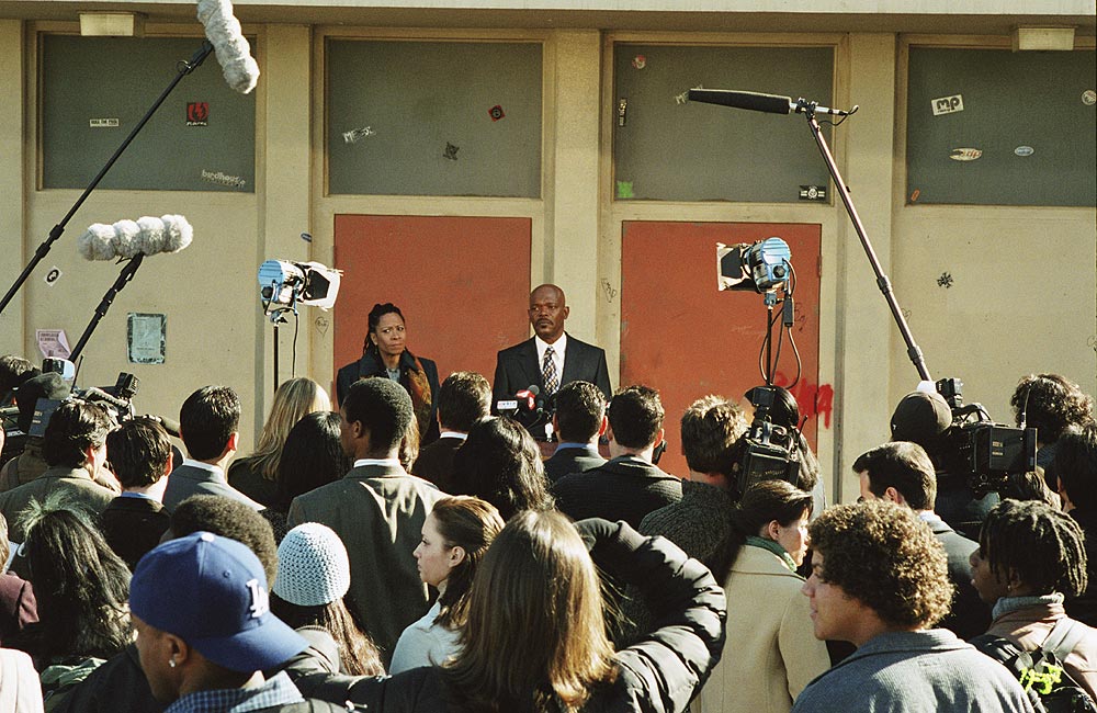 On the set of Coach Carter with Sam Jackson