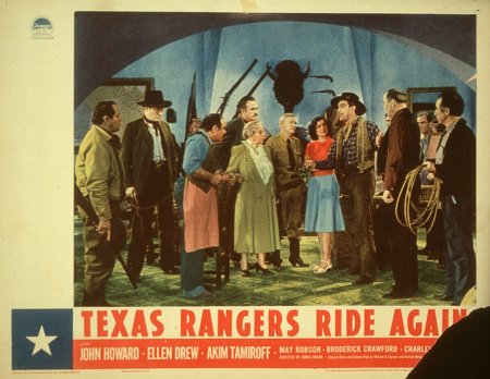 Anthony Quinn, Ellen Drew, William Duncan, Charley Grapewin and Akim Tamiroff in The Texas Rangers Ride Again (1940)