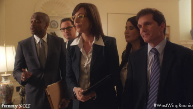 WILLIAM DUFFY w/Allison Janney, Josh Malina, Dule Hill and Melissa Fitzgerald in Funny or Die's West Wing spoof for Every Body Walk campaign.