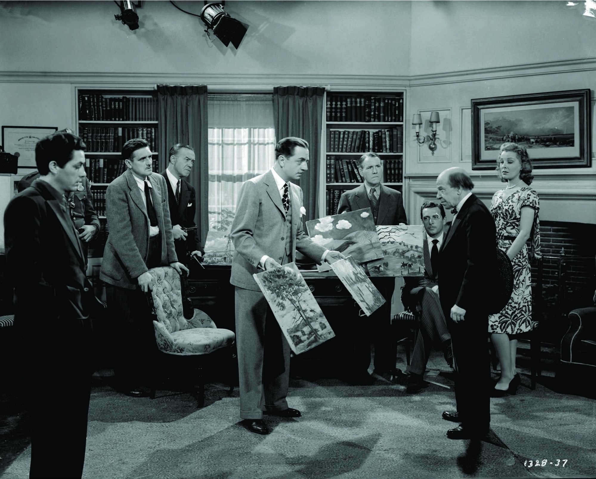 Still of Leon Ames, William Powell, Morris Ankrum, Ralph Brooke, Tom Dugan, Donald MacBride and Donald Meek in The Thin Man Goes Home (1945)