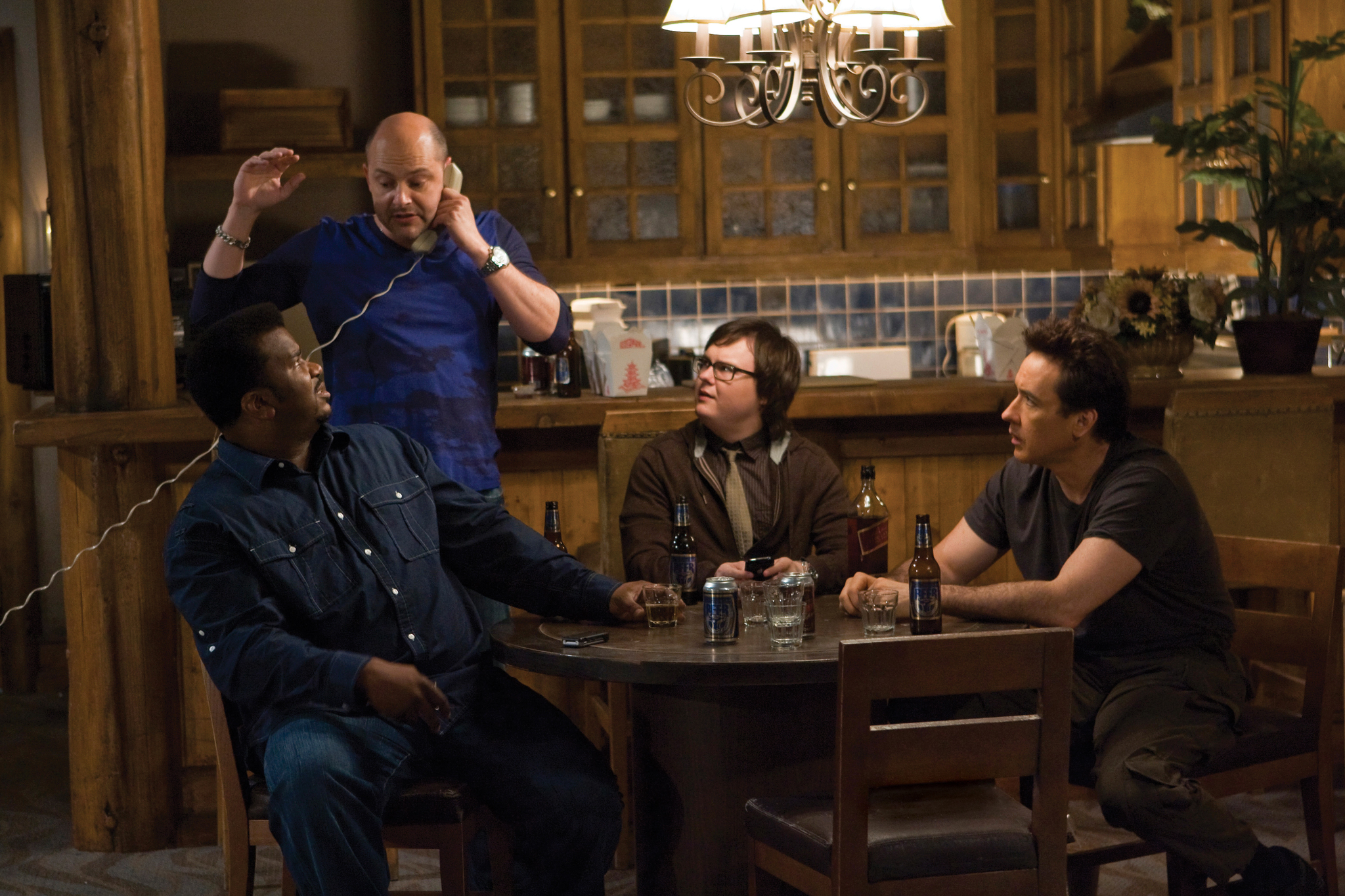 Still of John Cusack, Clark Duke, Craig Robinson and Rob Corddry in Hot Tub Time Machine (2010)