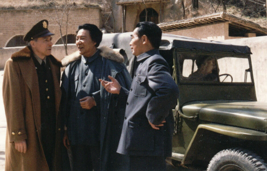 As General George C. Marshall with Mao Zedong and Zhou Enlai in Yan'an (mainland China) for the 30 episodes mini-series 'War Of China's Fate'