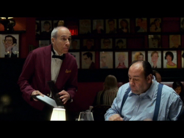 As the waiter with James Gandolfini at Sardi's