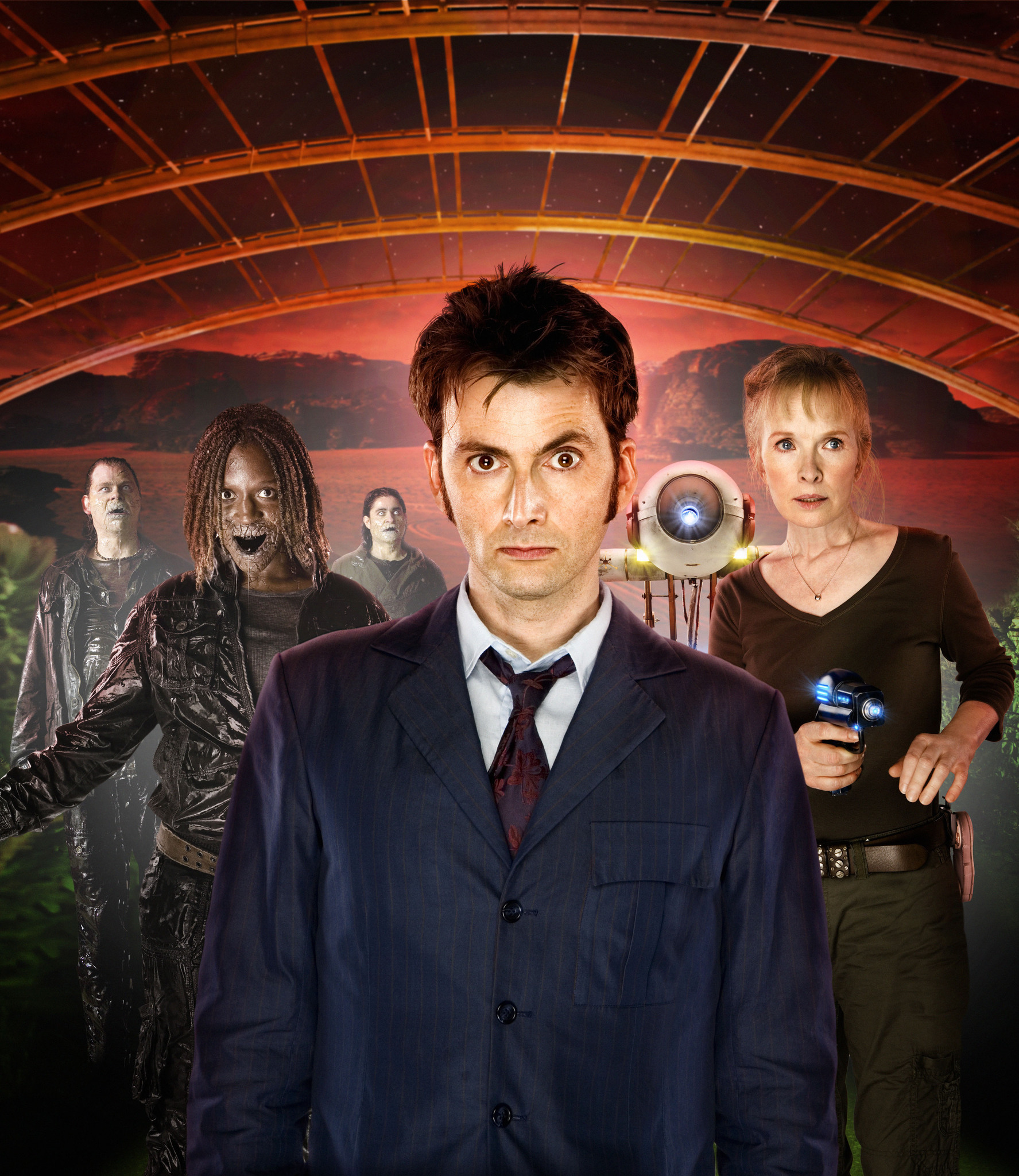 Lindsay Duncan, Alan Ruscoe, Chook Sibtain, David Tennant and Sharon Duncan-Brewster in Doctor Who (2005)