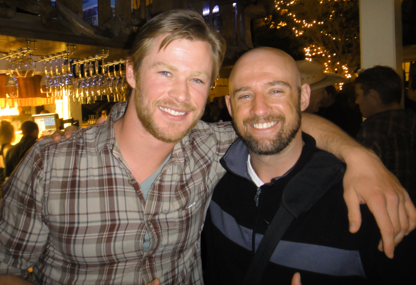 Jeremy Dunn, who plays a Frost Giant and Thor himself, Chris Hemsworth... at the New Mexico Wrap Party.