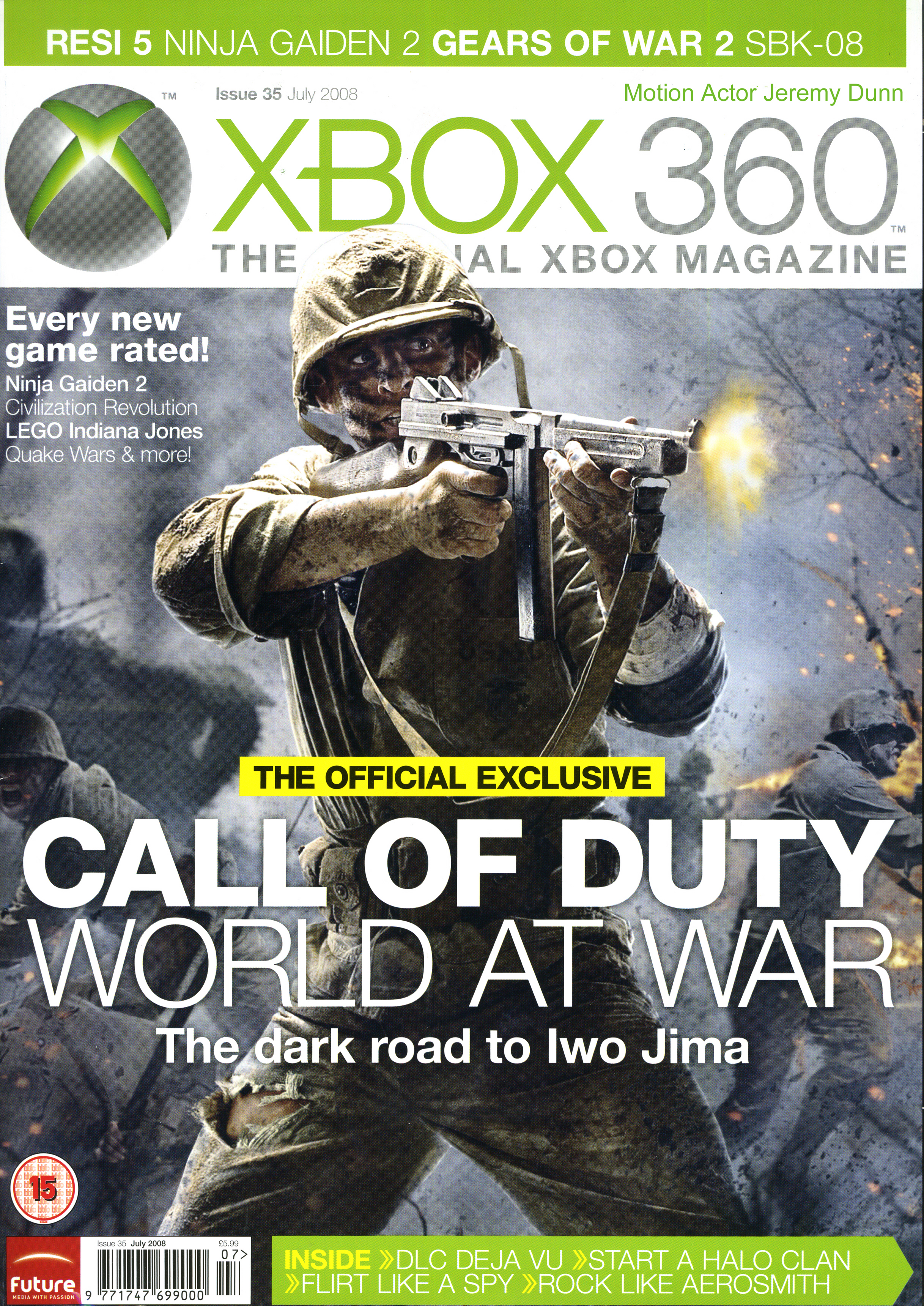 Call of Duty: World at War ~ XBOX 360 Magazine. Jeremy Dunn featured on the cover.