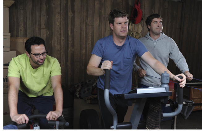 Still of Mark Duplass, Stephen Rannazzisi and Nick Kroll in The League (2009)