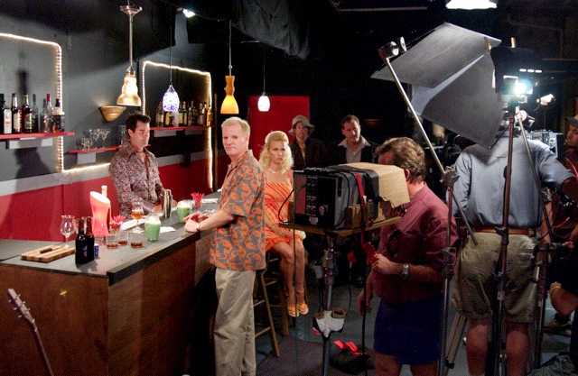 working a scene on the set of 