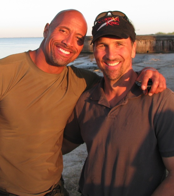 Dwayne Johnson, Thomas DuPont on the set of G.I. Joe Retaliation