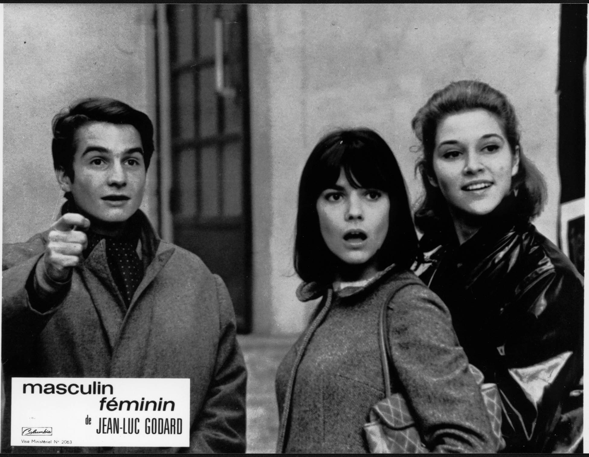 Still of Yves Afonso, Catherine-Isabelle Duport, Chantal Goya and Jean-Pierre Léaud in Masculin féminin (1966)
